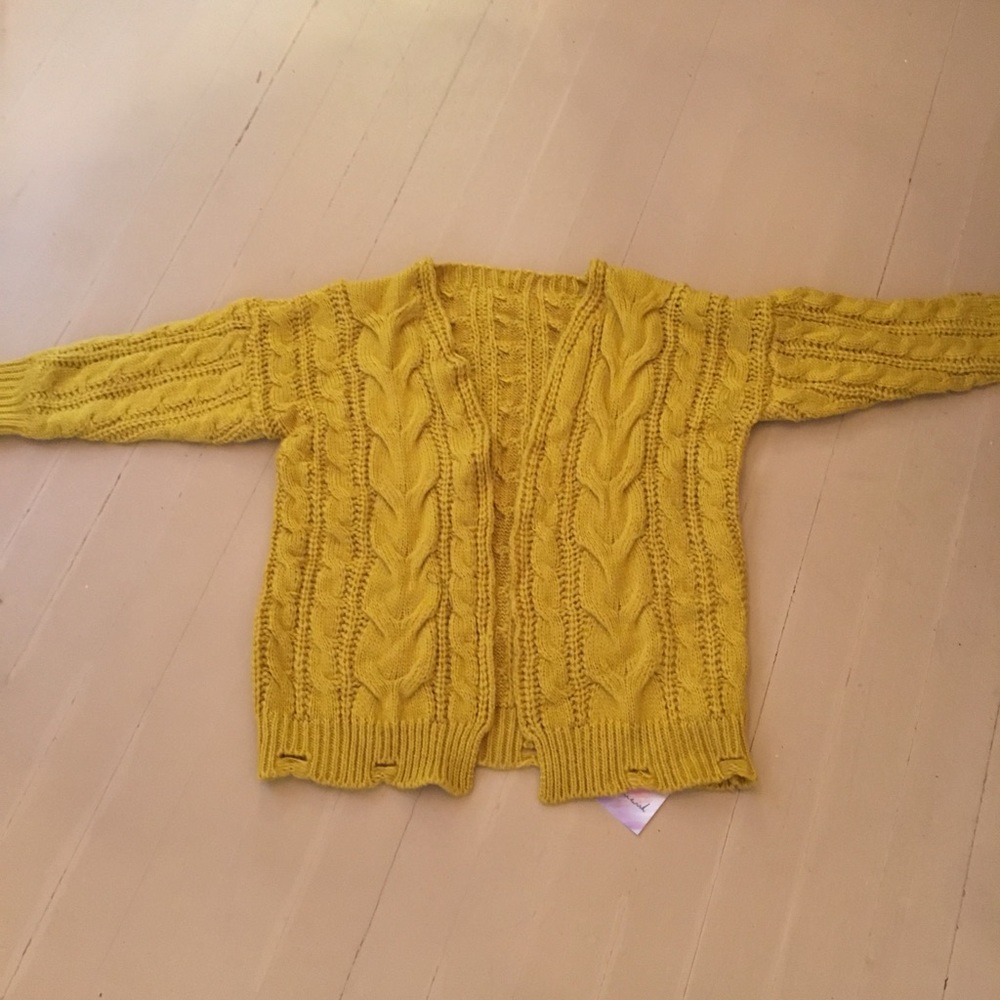NWT! Chicwish. Mustard chunky cable knit cardigan